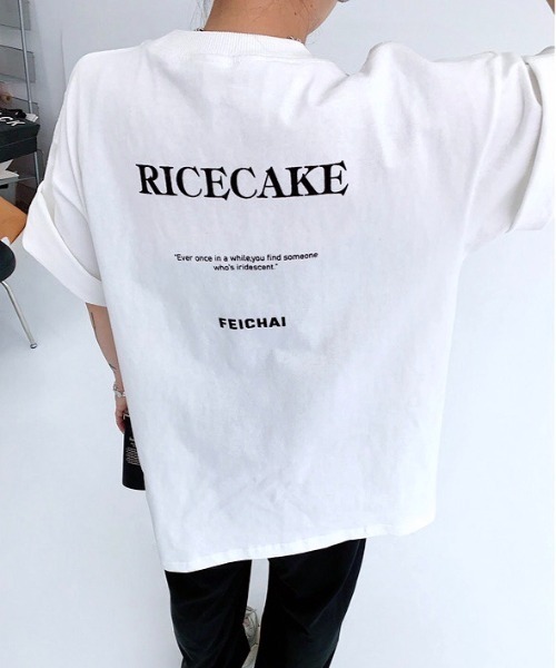 セール】バックメッセージプリントオーバーサイズTシャツ（T
