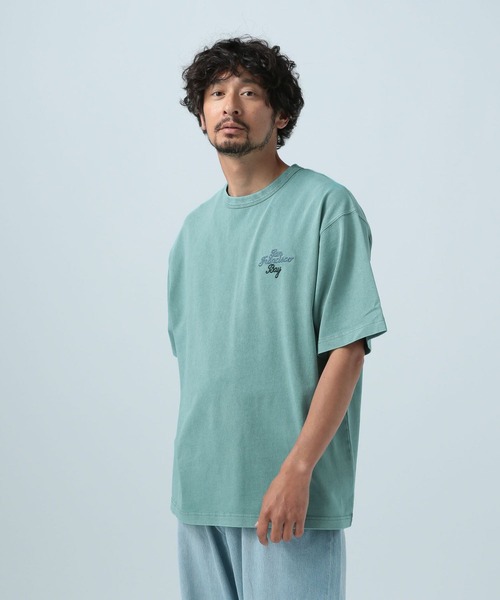BAYFLOW(ベイフロー)の「SNOWワンポイント刺繍Tシャツ(Tシャツ/カットソー・メンズ・ベージュ/チャコール/ピンク/オフホワイト/ライトグリーン/サックスブルー・MEDIUM/LARGE)」の4枚目の写真
