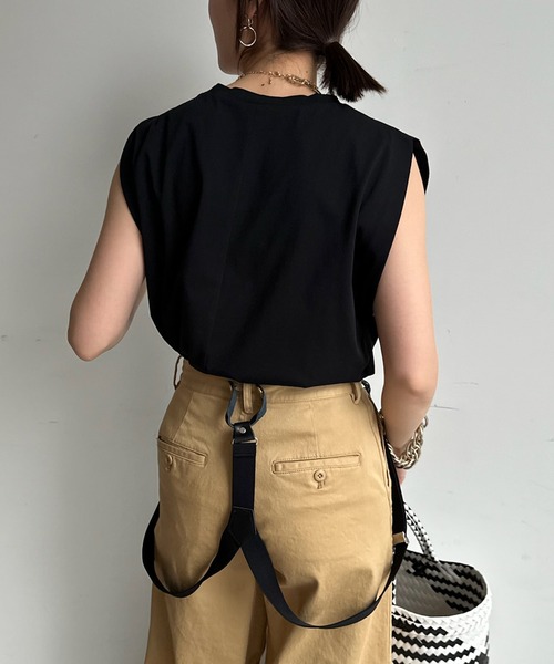 DouDou(ドゥドゥ)の「【WEB限定】天竺デザインTEE(Tシャツ/カットソー・レディース・ブラック/カーキ/オフホワイト・FREE)」の5枚目の写真