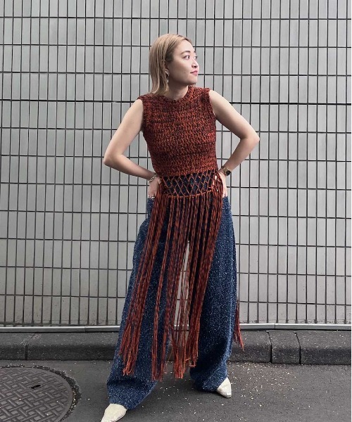 美品★ MEDI MELANGE TASSEL KNIT TOP MEDI MELANGE TASSEL KNIT TOP AMERI - メルカリ