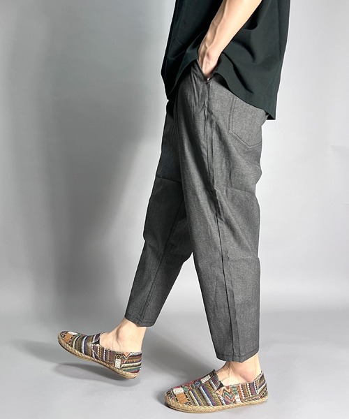 BEATJIVE（ビートジャイブ）の「クロップドパンツ シャンブレー デニムパンツ スラックス 薄手 メンズ（デニムパンツ・メンズ・インディゴブルー/ブラック系その他/ライトブルー・2/3）」の21枚目の写真