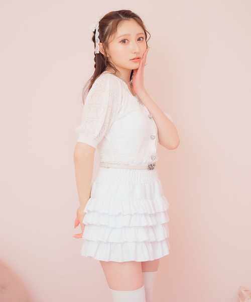 DearMyLoveRose(ディアマイラブローズ)の「透かしハートラメニットカーディガン(ニット/セーター・レディース・ホワイト/ブラック/レッド/ブルー/ベビーピンク・M-L/L~LL/LL~3L)」の8枚目の写真