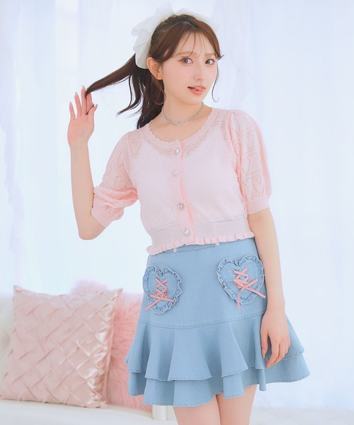 DearMyLoveRose(ディアマイラブローズ)の「透かしハートラメニットカーディガン(ニット/セーター・レディース・ホワイト/ブラック/レッド/ブルー/ベビーピンク・M-L/L~LL/LL~3L)」の15枚目の写真