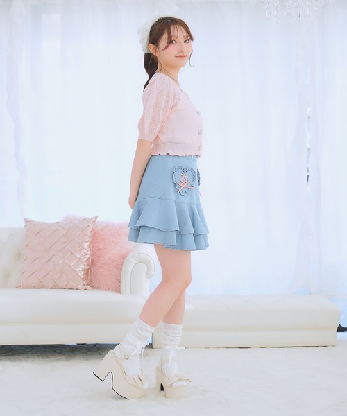 DearMyLoveRose(ディアマイラブローズ)の「透かしハートラメニットカーディガン(ニット/セーター・レディース・ホワイト/ブラック/レッド/ブルー/ベビーピンク・M-L/L~LL/LL~3L)」の16枚目の写真