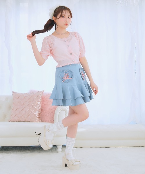 DearMyLoveRose(ディアマイラブローズ)の「透かしハートラメニットカーディガン(ニット/セーター・レディース・ホワイト/ブラック/レッド/ブルー/ベビーピンク・M-L/L~LL/LL~3L)」の17枚目の写真