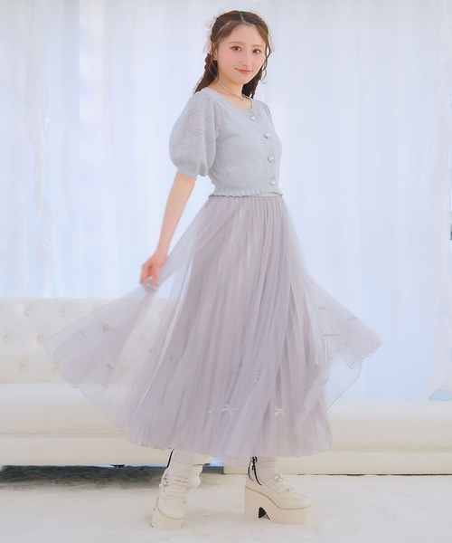 DearMyLoveRose(ディアマイラブローズ)の「透かしハートラメニットカーディガン(ニット/セーター・レディース・ホワイト/ブラック/レッド/ブルー/ベビーピンク・M-L/L~LL/LL~3L)」の18枚目の写真