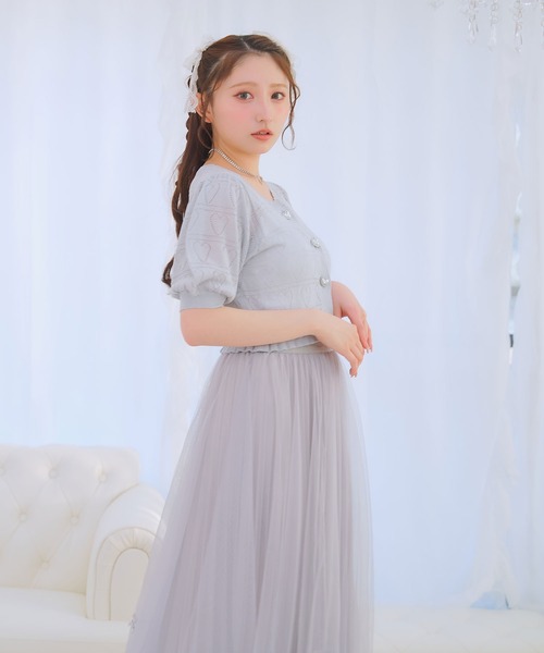 DearMyLoveRose(ディアマイラブローズ)の「透かしハートラメニットカーディガン(ニット/セーター・レディース・ホワイト/ブラック/レッド/ブルー/ベビーピンク・M-L/L~LL/LL~3L)」の19枚目の写真