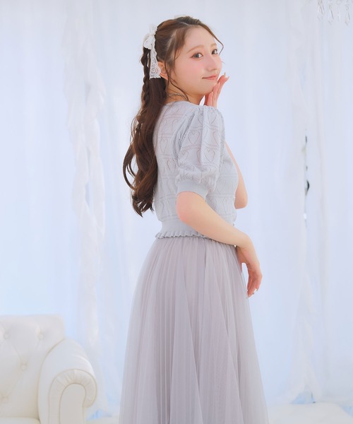 DearMyLoveRose(ディアマイラブローズ)の「透かしハートラメニットカーディガン(ニット/セーター・レディース・ホワイト/ブラック/レッド/ブルー/ベビーピンク・M-L/L~LL/LL~3L)」の22枚目の写真