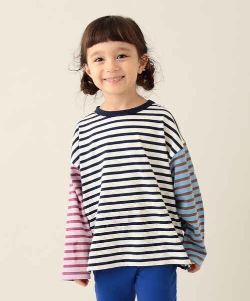 BEAMS mini（ビームスミニ）の「ボーダー ロングスリーブ Tシャツ 2024FW （90～140cm）（Tシャツ/カットソー・キッズ・レッド系その他/ホワイト系その他5/ライトブルー/その他・90/100/110/120/130/140/150）」の4枚目の写真