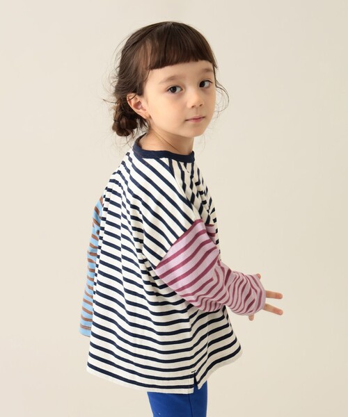 BEAMS mini（ビームスミニ）の「ボーダー ロングスリーブ Tシャツ 2024FW （90～140cm）（Tシャツ/カットソー・キッズ・レッド系その他/ホワイト系その他5/ライトブルー/その他・90/100/110/120/130/140/150）」の5枚目の写真