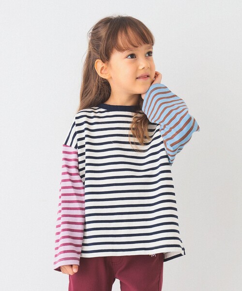 BEAMS mini（ビームスミニ）の「ボーダー ロングスリーブ Tシャツ 2024FW （90～140cm）（Tシャツ/カットソー・キッズ・レッド系その他/ホワイト系その他5/ライトブルー/その他・90/100/110/120/130/140/150）」の12枚目の写真