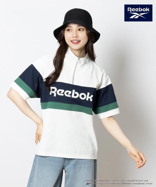 Right-on(ライトオン)の「Reebok(リーボック)ハーフジップTシャツ(Tシャツ/カットソー・レディース・ネイビー/ホワイト・M/L/XL)」の4枚目の写真