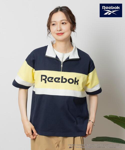 Right-on(ライトオン)の「Reebok(リーボック)ハーフジップTシャツ(Tシャツ/カットソー・レディース・ネイビー/ホワイト・M/L/XL)」の7枚目の写真