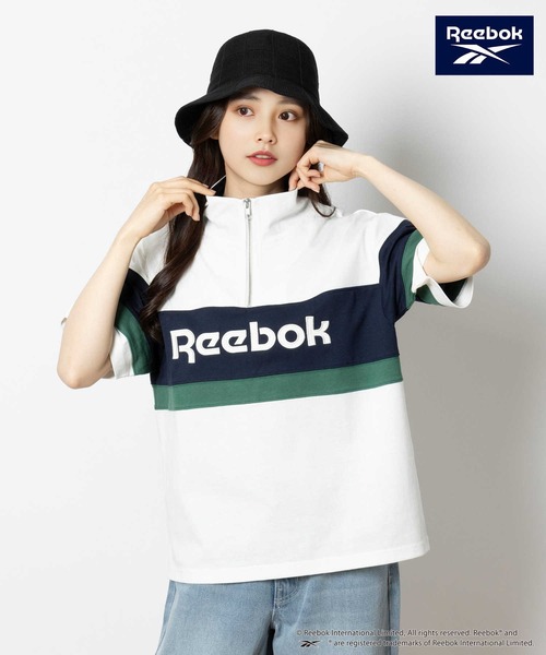 Right-on(ライトオン)の「Reebok(リーボック)ハーフジップTシャツ(Tシャツ/カットソー・レディース・ネイビー/ホワイト・M/L/XL)」の1枚目の写真