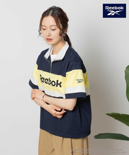 Right-on(ライトオン)の「Reebok(リーボック)ハーフジップTシャツ(Tシャツ/カットソー・レディース・ネイビー/ホワイト・M/L/XL)」の12枚目の写真