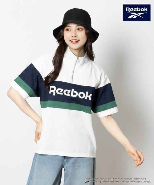Right-on(ライトオン)の「Reebok(リーボック)ハーフジップTシャツ(Tシャツ/カットソー・レディース・ネイビー/ホワイト・M/L/XL)」の9枚目の写真