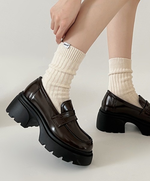 Shoes in Closet(シューズインクローゼット)の「軽量 厚底 タンクソール ヒールアップ コインローファー 774(ローファー・レディース・ブラック/ダークブラウン/ブラック系その他/アイボリー・LL/S/M/L)」の7枚目の写真