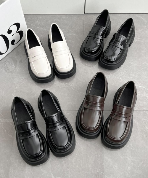 Shoes in Closet(シューズインクローゼット)の「軽量 厚底 タンクソール ヒールアップ コインローファー 774(ローファー・レディース・ブラック/ダークブラウン/ブラック系その他/アイボリー・LL/S/M/L)」の15枚目の写真