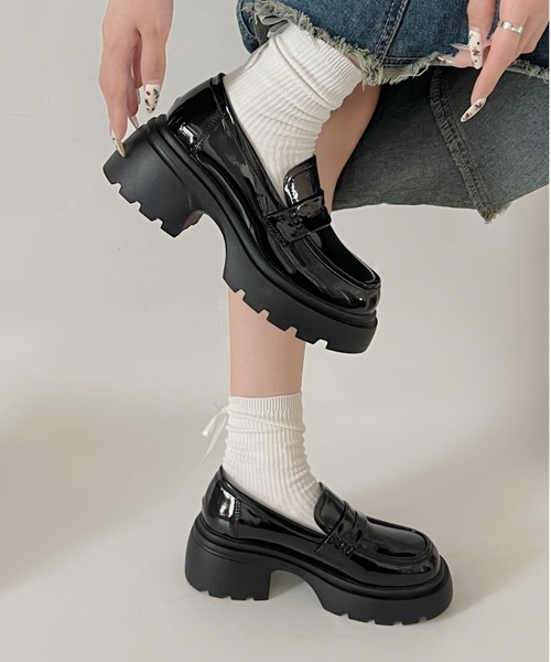 Shoes in Closet(シューズインクローゼット)の「軽量 厚底 タンクソール ヒールアップ コインローファー 774(ローファー・レディース・ブラック/ダークブラウン/ブラック系その他/アイボリー・LL/S/M/L)」の20枚目の写真