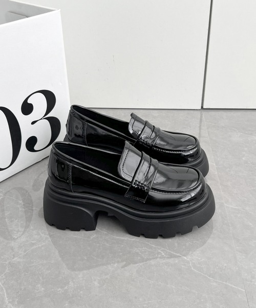 Shoes in Closet(シューズインクローゼット)の「軽量 厚底 タンクソール ヒールアップ コインローファー 774(ローファー・レディース・ブラック/ダークブラウン/ブラック系その他/アイボリー・LL/S/M/L)」の19枚目の写真