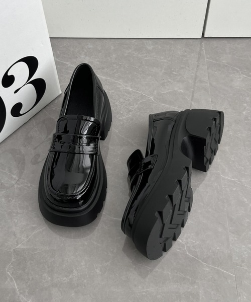 Shoes in Closet(シューズインクローゼット)の「軽量 厚底 タンクソール ヒールアップ コインローファー 774(ローファー・レディース・ブラック/ダークブラウン/ブラック系その他/アイボリー・LL/S/M/L)」の18枚目の写真