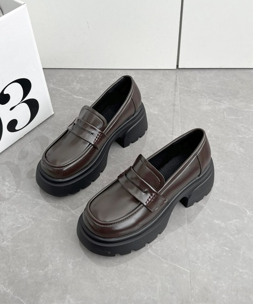 Shoes in Closet(シューズインクローゼット)の「軽量 厚底 タンクソール ヒールアップ コインローファー 774(ローファー・レディース・ブラック/ダークブラウン/ブラック系その他/アイボリー・LL/S/M/L)」の17枚目の写真