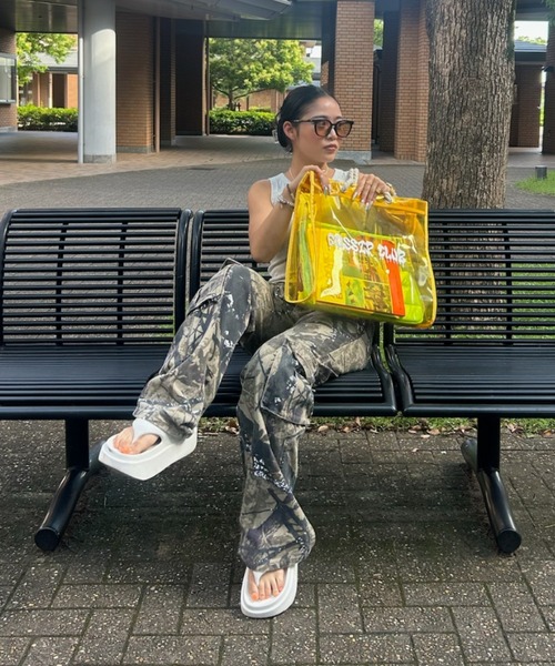 INTER FACTORY（インターファクトリー）の「AINA - ロープクリアバッグ made in INTER FACTORY（トートバッグ・レディース・ピンク/ブラック/イエロー・FREE）」の4枚目の写真