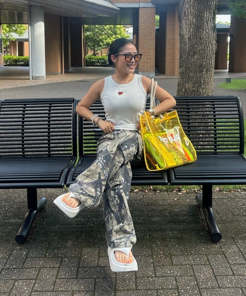 INTER FACTORY（インターファクトリー）の「AINA - ロープクリアバッグ made in INTER FACTORY（トートバッグ・レディース・ピンク/ブラック/イエロー・FREE）」の5枚目の写真