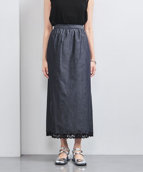 UNITED ARROWS（ユナイテッドアローズ）の「ダンガリー レースコンビ タイトスカート（スカート・レディース・ネイビー・38/36）」の5枚目の写真