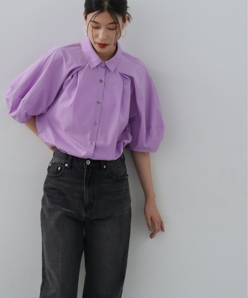 N.(N. Natural Beauty Basic)(エヌエヌナチュラルビューティーベーシック)の「◆ランタンスリーブブラウス(シャツ/ブラウス・レディース・ライラック/ベージュ/ホワイト・MEDIUM)」の3枚目の写真