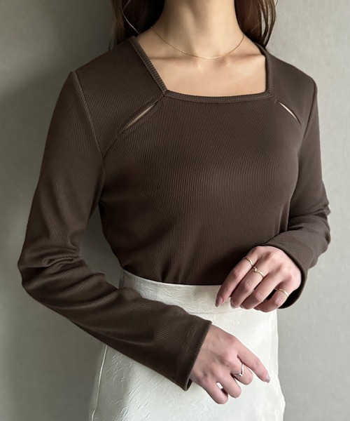 セール】カットアウトリブトップス（Tシャツ/カットソー）｜JUNOAH