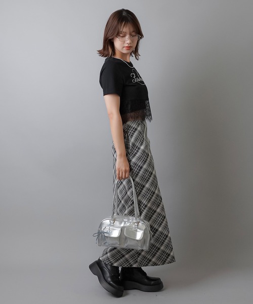 SPINNS(スピンズ)の「レースドッキング半袖ショートTシャツ(Tシャツ/カットソー・レディース・ホワイト/ブラック・ONESIZE)」の18枚目の写真