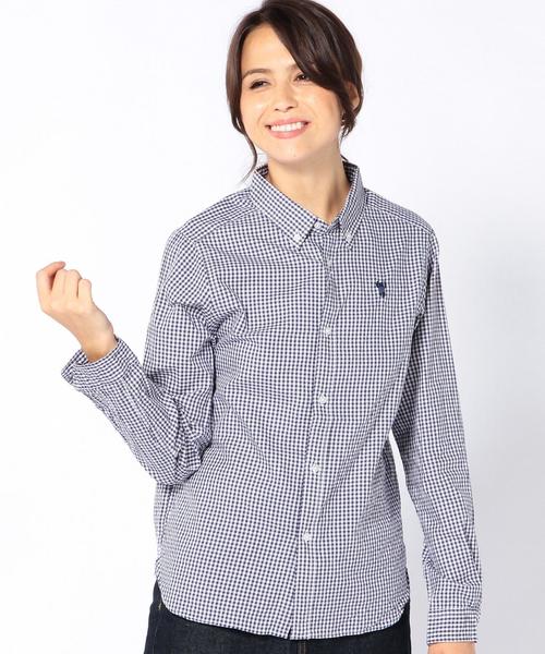 coen（コーエン）の「ライトオックスギンガムボタンダウンシャツ（シャツ/ブラウス・レディース・ライトブルー/ネイビー・MEDIUM/LARGE/SMALL）」の2枚目の写真