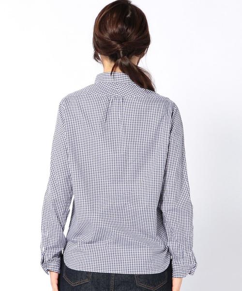 coen（コーエン）の「ライトオックスギンガムボタンダウンシャツ（シャツ/ブラウス・レディース・ライトブルー/ネイビー・MEDIUM/LARGE/SMALL）」の4枚目の写真