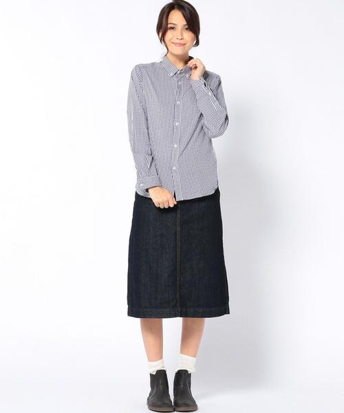 coen（コーエン）の「ライトオックスギンガムボタンダウンシャツ（シャツ/ブラウス・レディース・ライトブルー/ネイビー・MEDIUM/LARGE/SMALL）」の18枚目の写真
