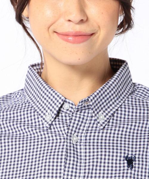 coen（コーエン）の「ライトオックスギンガムボタンダウンシャツ（シャツ/ブラウス・レディース・ライトブルー/ネイビー・MEDIUM/LARGE/SMALL）」の6枚目の写真