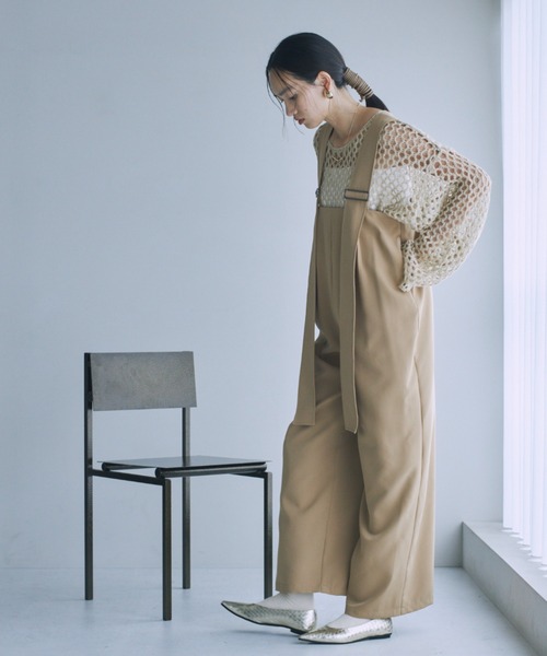 ぴのき様　RDティアードブルー、Kサロペットベージュ S-LL/前後2WAY】 大人のための 甘すぎないティアードフリル