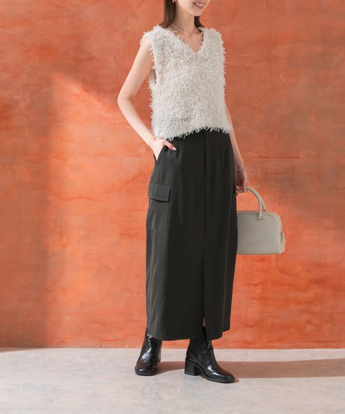 URBAN RESEARCH ROSSO WOMEN（アーバンリサーチ　ロッソ）の「ストレートカーゴスカート（スカート・レディース・カーキ/アイボリー・38/36）」の3枚目の写真