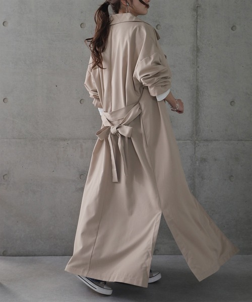 HUG.U（ハグユー）の「こなれトレンチ（トレンチコート・レディース・セージグリーン/ダークグレー/ブラック/ライトベージュ・FREE）」の4枚目の写真