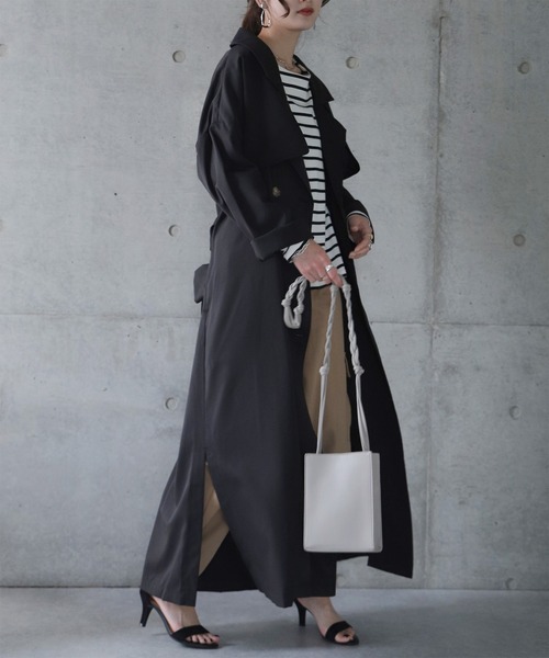 HUG.U（ハグユー）の「こなれトレンチ（トレンチコート・レディース・セージグリーン/ダークグレー/ブラック/ライトベージュ・FREE）」の2枚目の写真