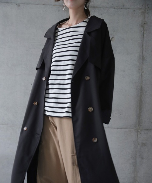 HUG.U（ハグユー）の「こなれトレンチ（トレンチコート・レディース・セージグリーン/ダークグレー/ブラック/ライトベージュ・FREE）」の17枚目の写真