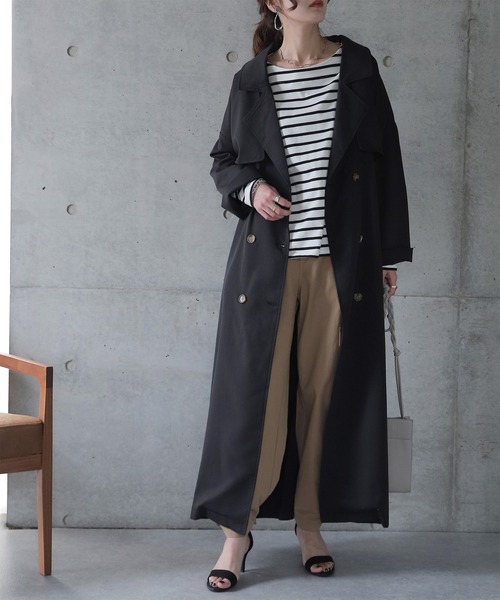 HUG.U（ハグユー）の「こなれトレンチ（トレンチコート・レディース・セージグリーン/ダークグレー/ブラック/ライトベージュ・FREE）」の19枚目の写真