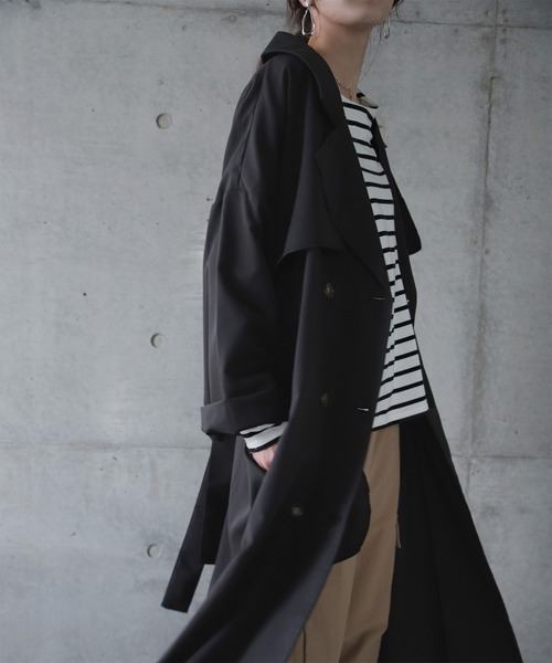 HUG.U（ハグユー）の「こなれトレンチ（トレンチコート・レディース・セージグリーン/ダークグレー/ブラック/ライトベージュ・FREE）」の20枚目の写真