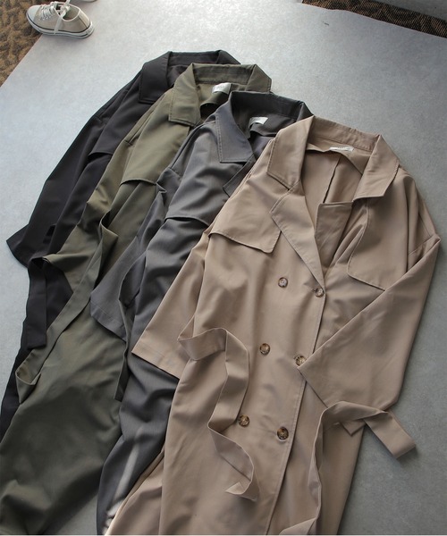 HUG.U（ハグユー）の「こなれトレンチ（トレンチコート・レディース・セージグリーン/ダークグレー/ブラック/ライトベージュ・FREE）」の21枚目の写真