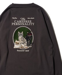 【POWER TO THE PEOPLE】ネコ刺繍ロングスリーブTシャツ