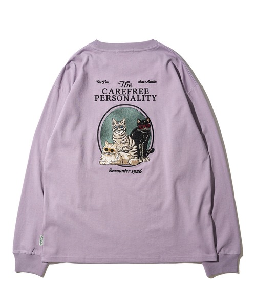 POWER TO THE PEOPLE(パワートゥーザピープル)の「【POWER TO THE PEOPLE】ネコ刺繍ロングスリーブTシャツ(Tシャツ/カットソー・レディース・パープル/オフホワイト/チャコールグレー・MEDIUM/LARGE/X-LARGE)」の9枚目の写真