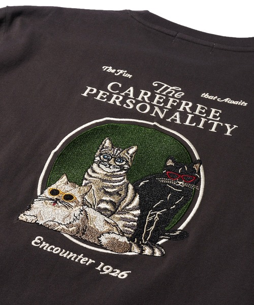 POWER TO THE PEOPLE(パワートゥーザピープル)の「【POWER TO THE PEOPLE】ネコ刺繍ロングスリーブTシャツ(Tシャツ/カットソー・レディース・パープル/オフホワイト/チャコールグレー・MEDIUM/LARGE/X-LARGE)」の10枚目の写真