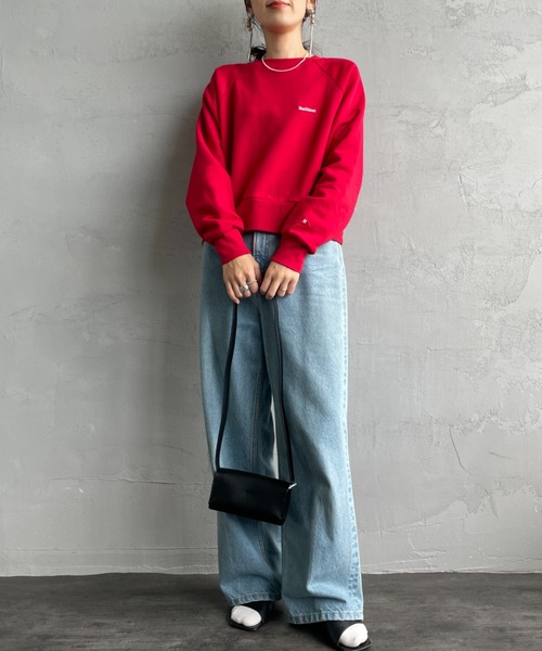 Healthknit（ヘルスニット）の「[HEALTHKNIT/ヘルスニット] 別注 ショート丈 クラシックラグランスリーブスウェット（スウェット・レディース・ブルー/チャコール/グレー/レッド/ピンク・F）」の12枚目の写真