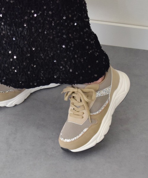 【セール】【Round About】撥水グリッターコンビスニーカー(445014)（スニーカー）｜Round About（Bridget Birkin）（ラウンド アバウト）