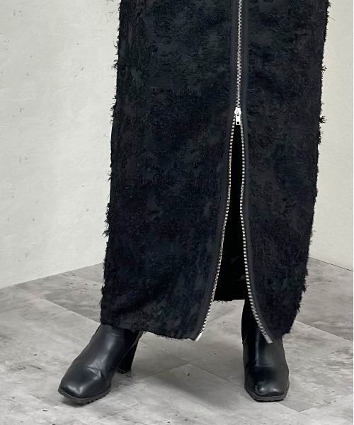 Per sist ence（パーシエンス）の「フリンジジャガードフロントジップスカート（スカート・レディース・ブラック/オフホワイト・FREE）」の7枚目の写真